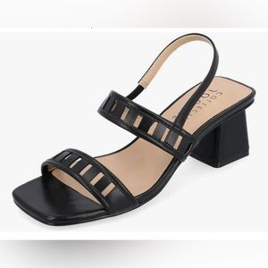 Square toe cut out block heel